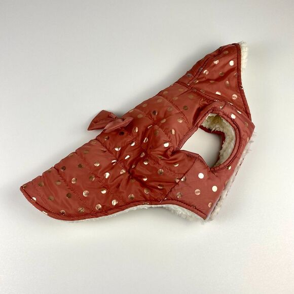 Frisco Heavyweight Polka Dotted Insulated Dog & Cat Parka Rose Gold Medium - Picture 4 of 8